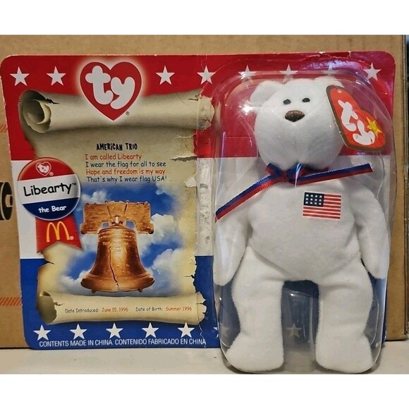 Ty Other - TY Teenie Beanie Baby Babies McDonald’s America Trio Libearty The Bear In Box